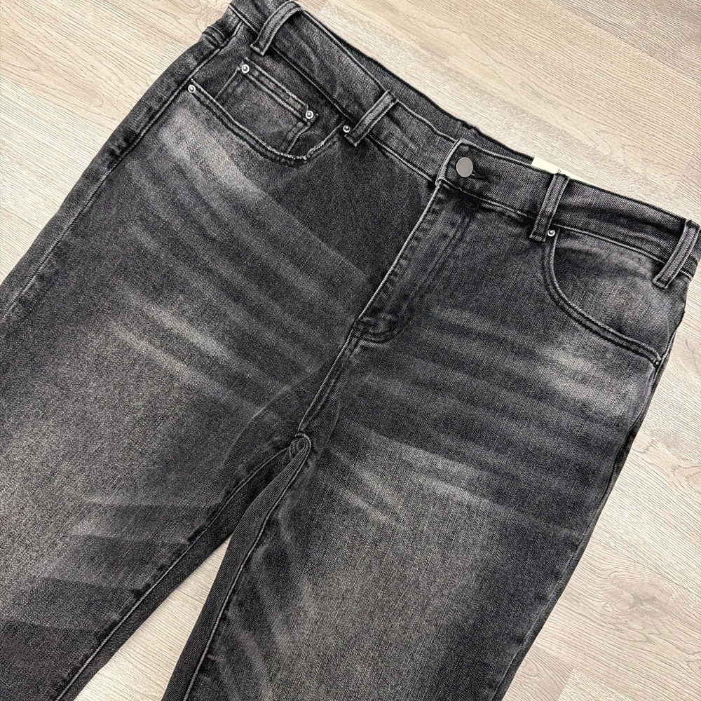 MNML Flare Denim Jeans Mens 36x33 Black Distressed Streetwear NWT